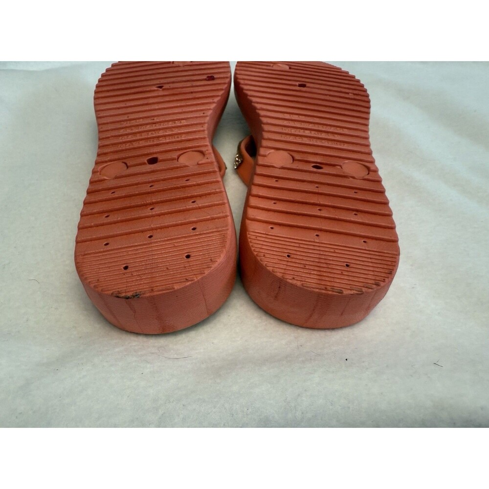 Womens Ashley Blue Salmon Beaded Rhinestones Jellies Flip Flops Sandals Sz 9 - Picture 11 of 12